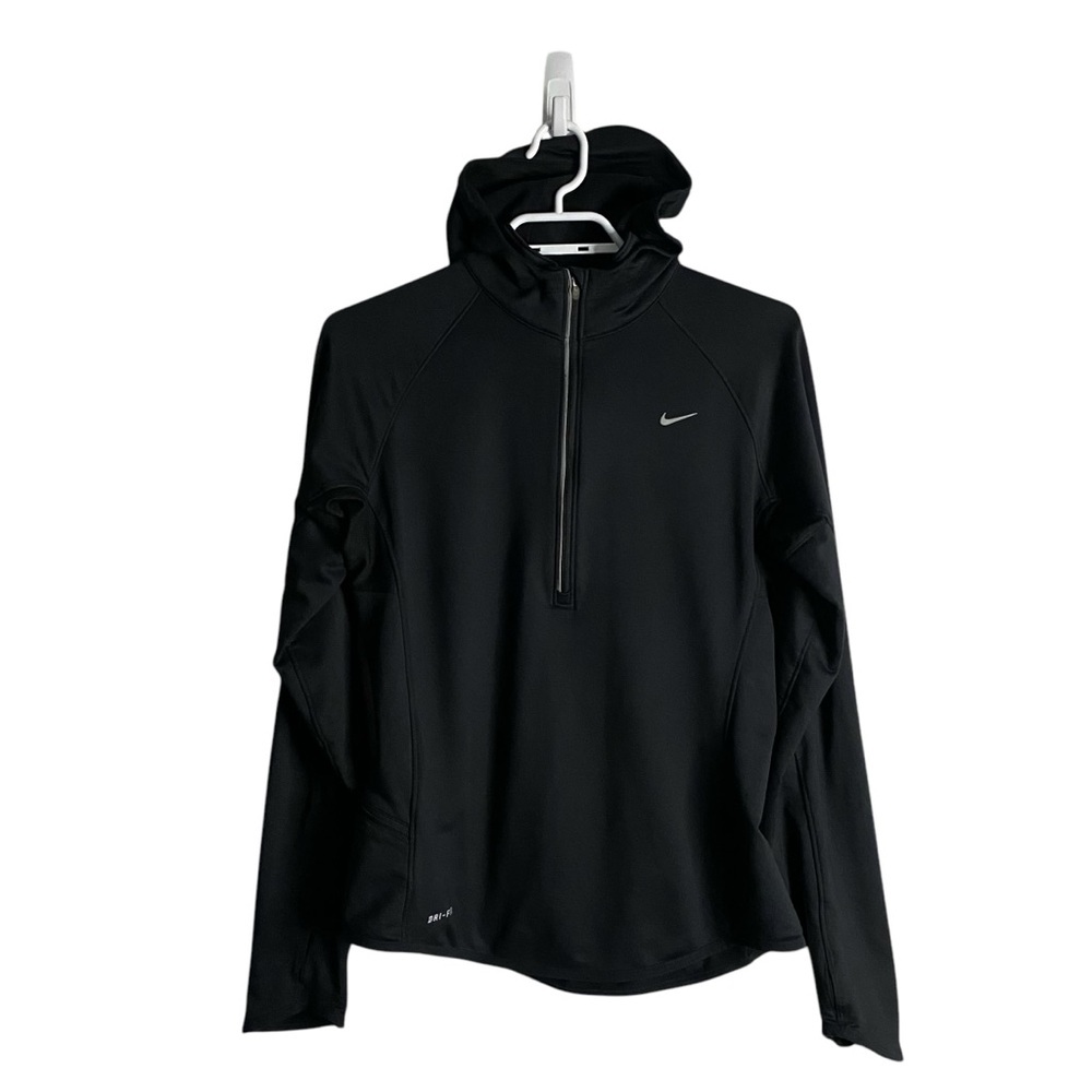 Nike Women's Black 1/2 Zip Element Thermal Dri-Fit Athletic Hoodie